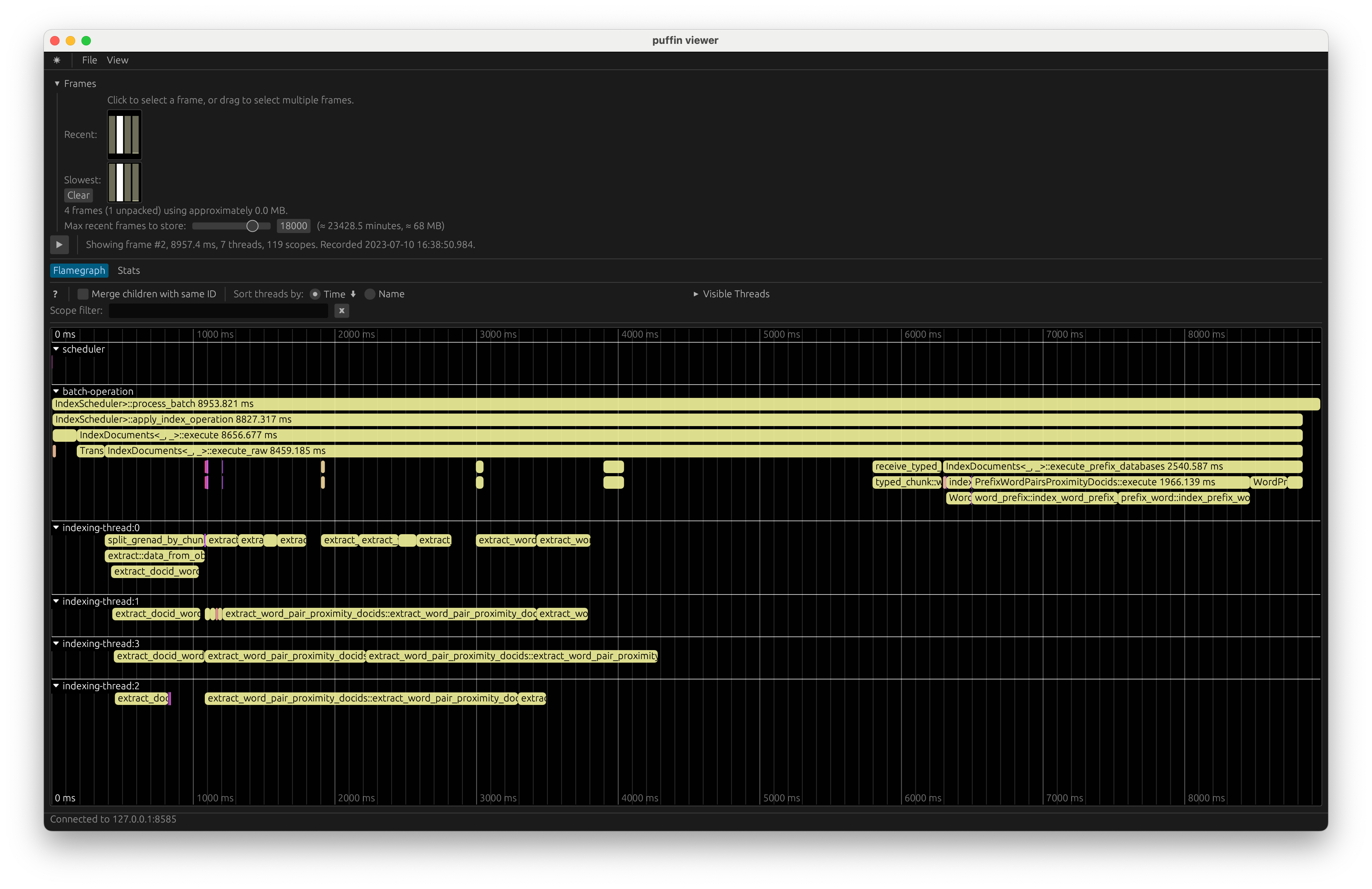 An example profiling with Puffin viewer